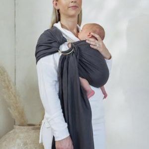 Sakura Bloom Basics Linen Ring Sling - Storm - Standard - 75"